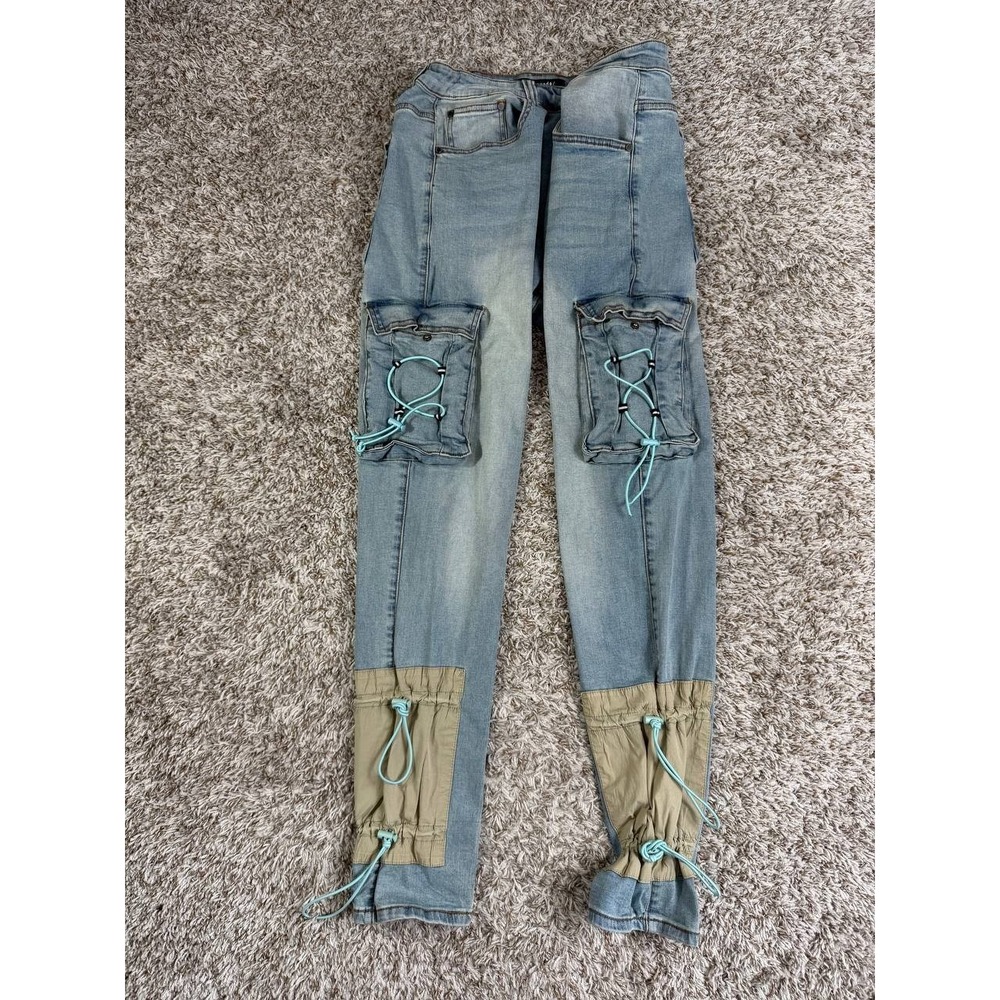 Serenede Cyber Cloud Cargo Blue Jeans Men's Size 38 - Picture 2 of 14